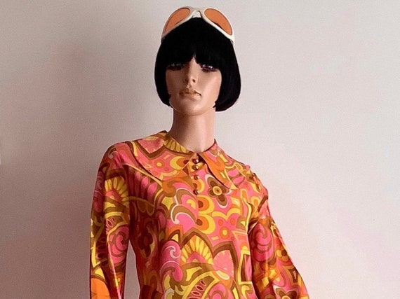 60s psychedelic mod pop Pink vintage mini dress