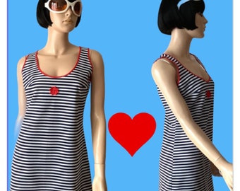 60s sailor stripe mod mini Twiggy dress