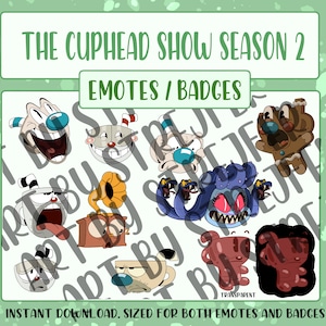The Cuphead Show season 2- 10 emotes badges for Twitch!