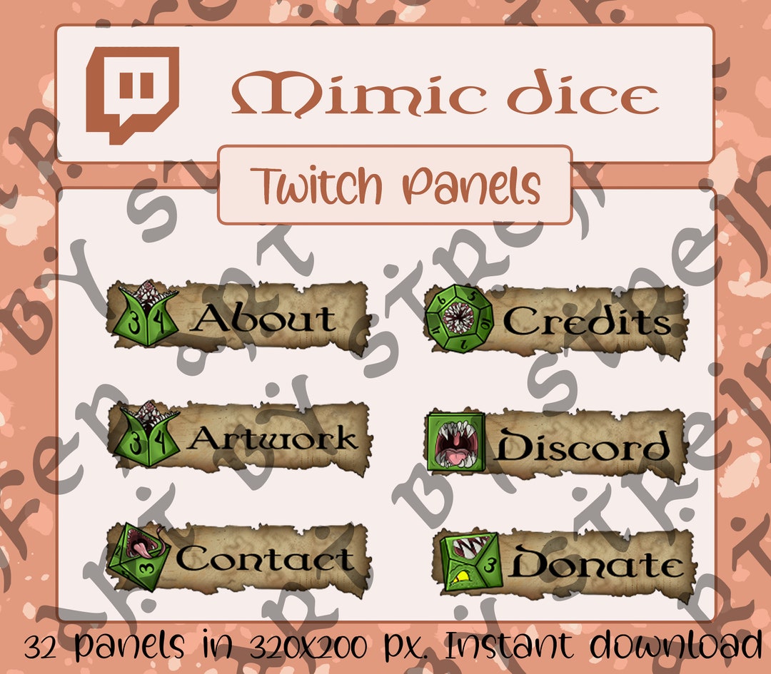 Green Mimic Dice Twitch Panels Dungeons and Dragons Twitch Etsy