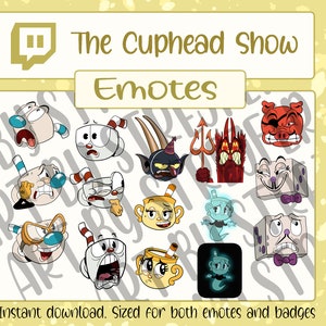 The Cuphead Show - 14 emotes badges for Twitch!