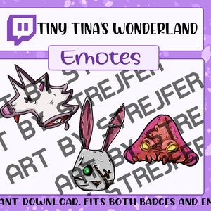 Tiny Tina&#39;s Wonderland - 3 emotes and badges for twitch!