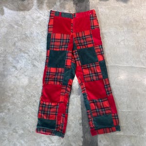 Pantaloni vintage anni '70 Brooks Brothers in velluto a coste patchwork a quadri, con cerniera Talon, Made in USA