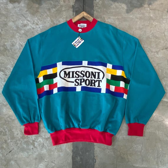 Missoni Sport, Vintage 90s MISSONI SPORT Sweatshirt Deadstock NWT Malerba Made In Italy