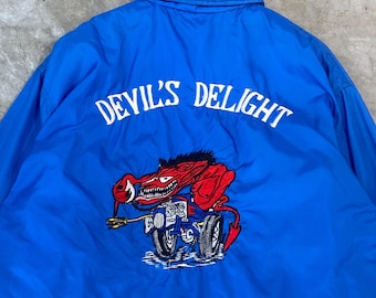 Vintage 70s/80s Devil’s Delight Biker Embroidery Kustom Kulture Coach Jacket