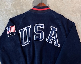 Kurtka polarowa Polo Ralph Lauren USA Stadium z lat 90.