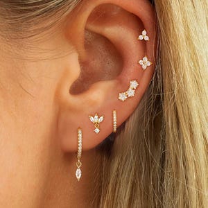 Fashion earrings stack for women gold plated stud earrings cute hoop huggie earrings and dangle earrings set women daily jewelry accessories