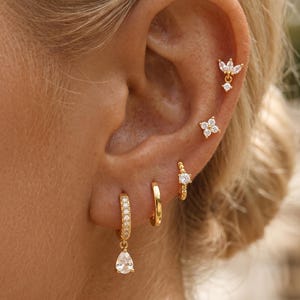 Gold Plated Earrings Set for Women Cubic Zirconia Stud Hoop Dangle Earrings Stack Women Fashion Jewelry Accessories