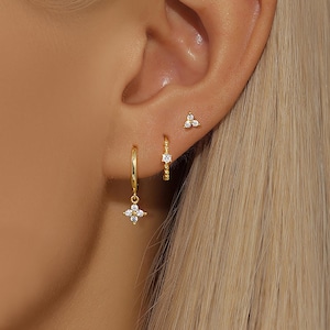 CRMYA earrings stack for women gold plated zirconia stud hoop dangle earrings set female fashion jewelry accessories