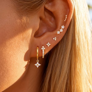 Gold Plated Zirconia Earrings Stack for Women fashion stud hoop dangle earrings set