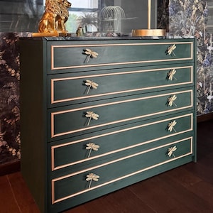 emerald green dresser with mirror Dark Green Dresser and Thrifted Mirror Makeover Wildflower Home Interiors