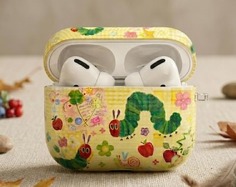 Caterpillar Collage Airpods Case, Pastel Floral Patchwork Design For AirPods Gen 1-4 & Pro