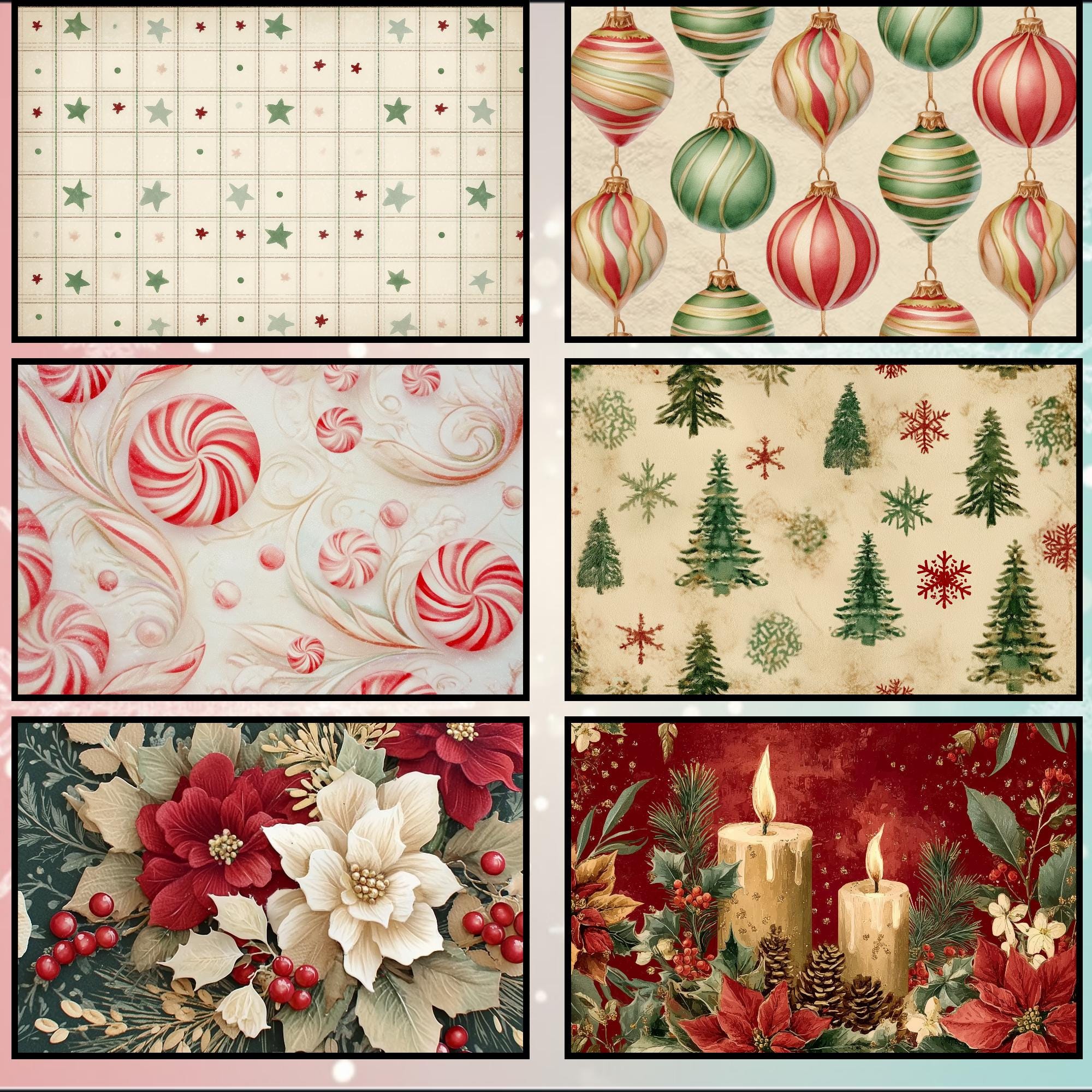 Vintage Christmas Digital Paper Pack, Junk Journal Kit, Printable ...