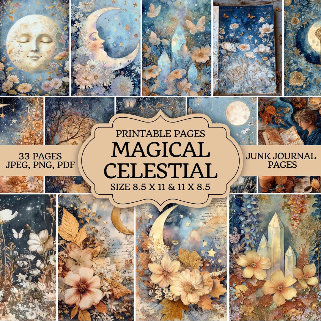Magical Celestial Junk Journal Kit – Printable Scrapbook Pages ...