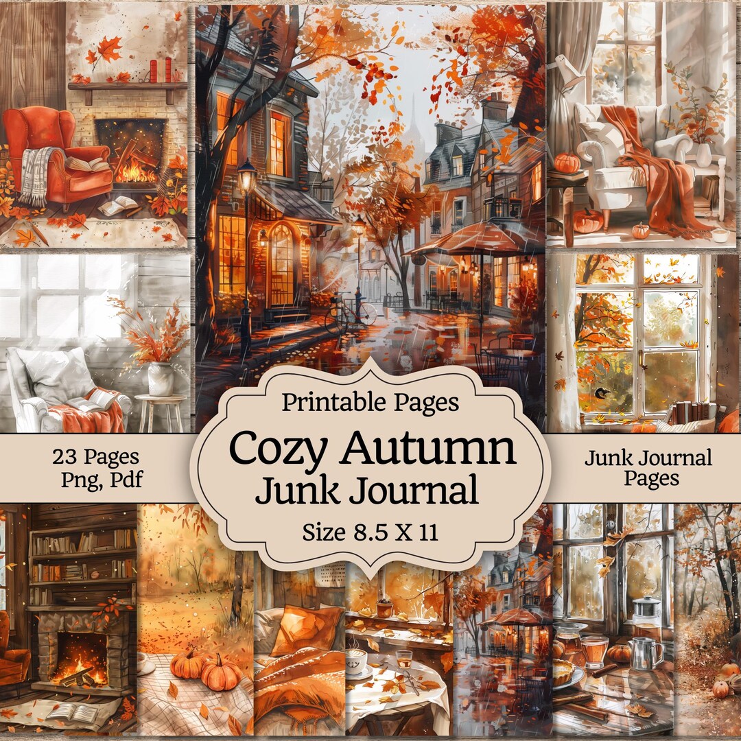 Cozy Autumn Junk Journal Pages - Fall Ephemera Printable Scrapbook ...