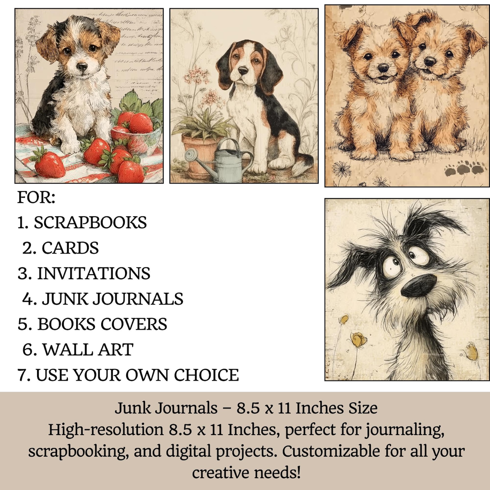 Journal Doogs Dog Junk Journal Kit Printable Pages | Puppy Lovers Cute Vintage ...