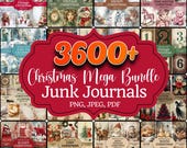 Christmas Mega Bundle: 3600+ Junk Journal Printable Kits, Vintage Christmas Ephemera Digital Scrapbook Holiday Paper