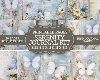 Kit de diario de recortes Serenity: páginas imprimibles para álbumes de recortes, archivos digitales PNG, JPG y PDF para manualidades