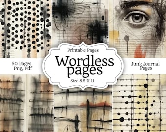 Páginas abstractas sin palabras, papel imprimible con mosaico de acuarela, hojas para diarios basura, collages de álbumes de recortes, collages artísticos, páginas para diarios digitales