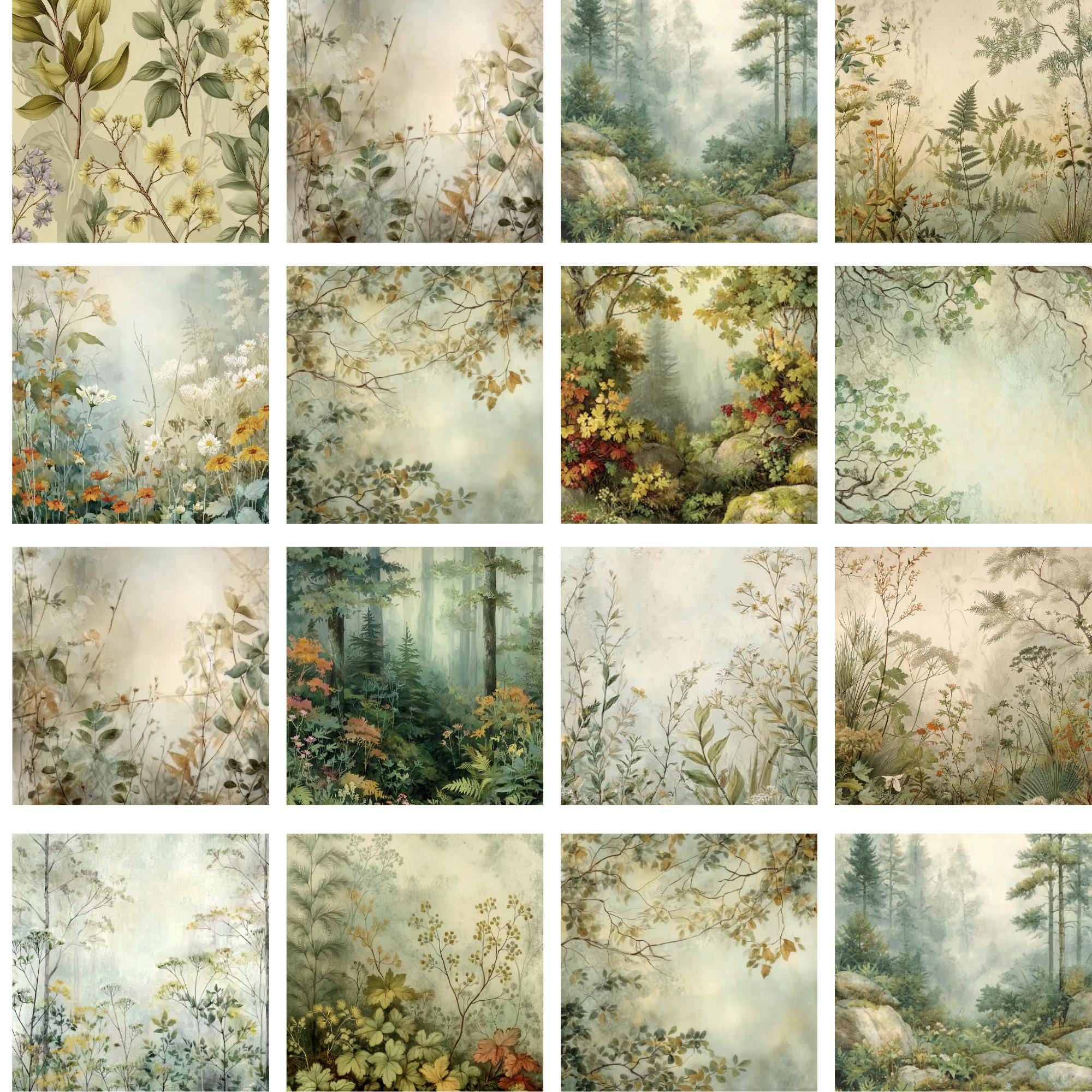 Old Forest Junk Journal Pages Kit Digital | Woodland Printable Ephemera ...
