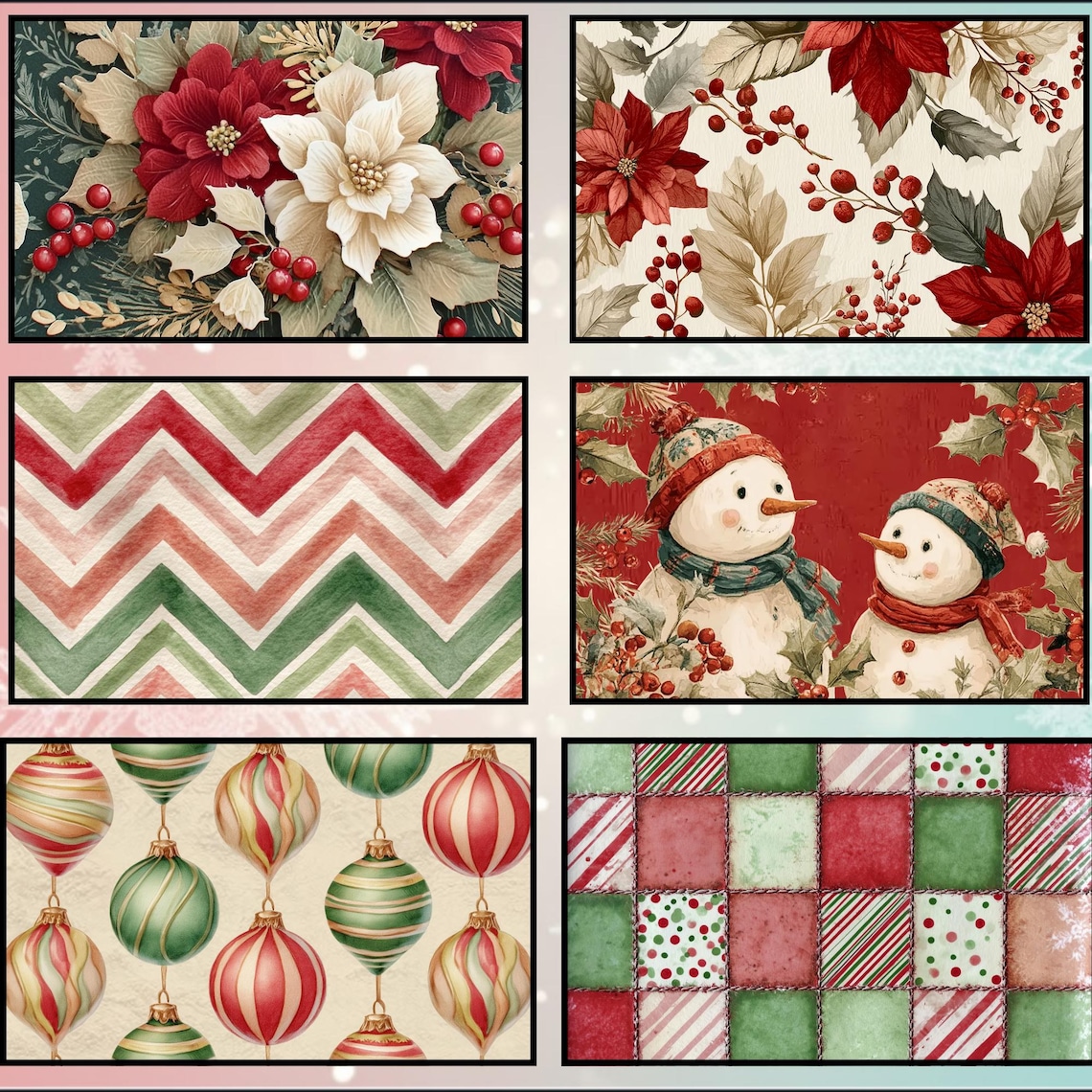 Vintage Christmas Digital Paper Pack, Junk Journal Kit, Printable ...