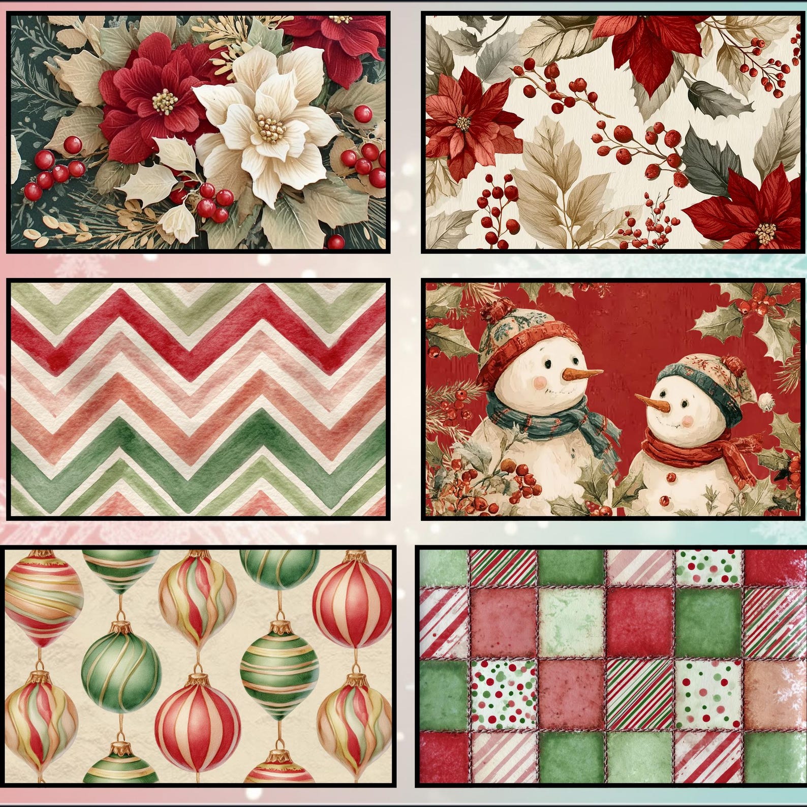 Vintage Christmas Digital Paper Pack, Junk Journal Kit, Printable ...