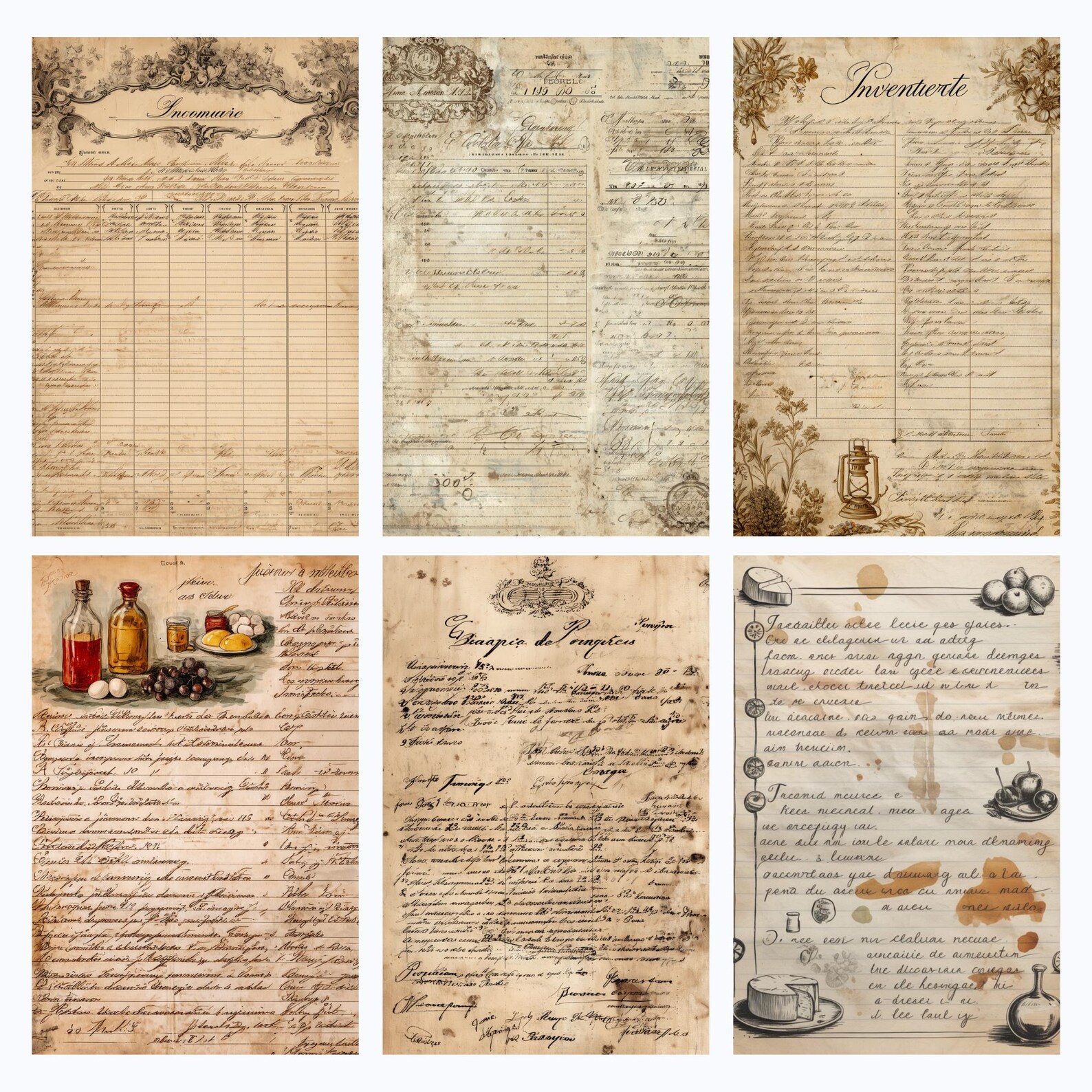 Vintage Junk Journal Ephemera Pack, Printable Antique Paper, Collage ...