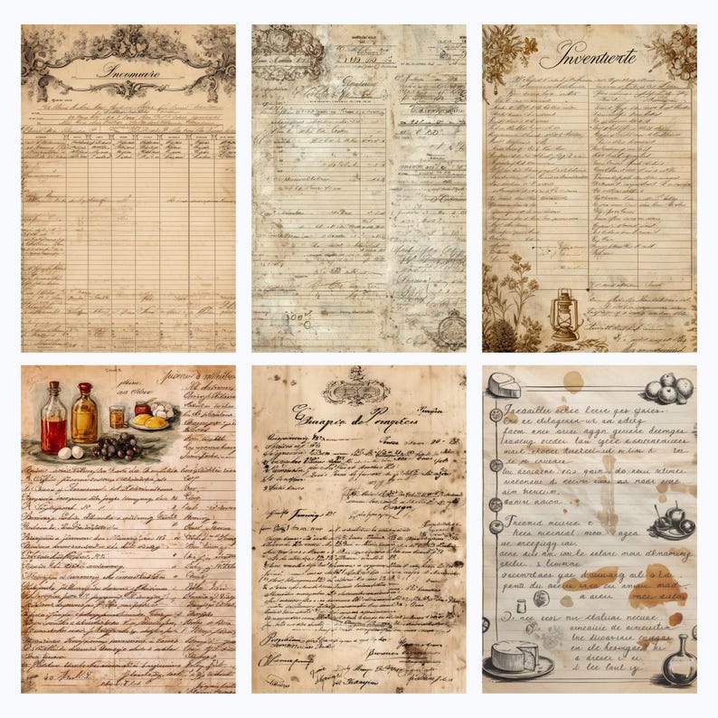 Vintage Junk Journal Ephemera Pack, Printable Antique Paper, Collage ...