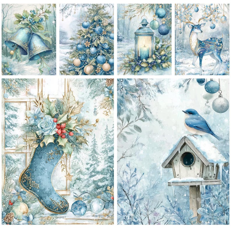 Winter Wonderland Junk Journal Kit, Icy Christmas Printable Pages ...