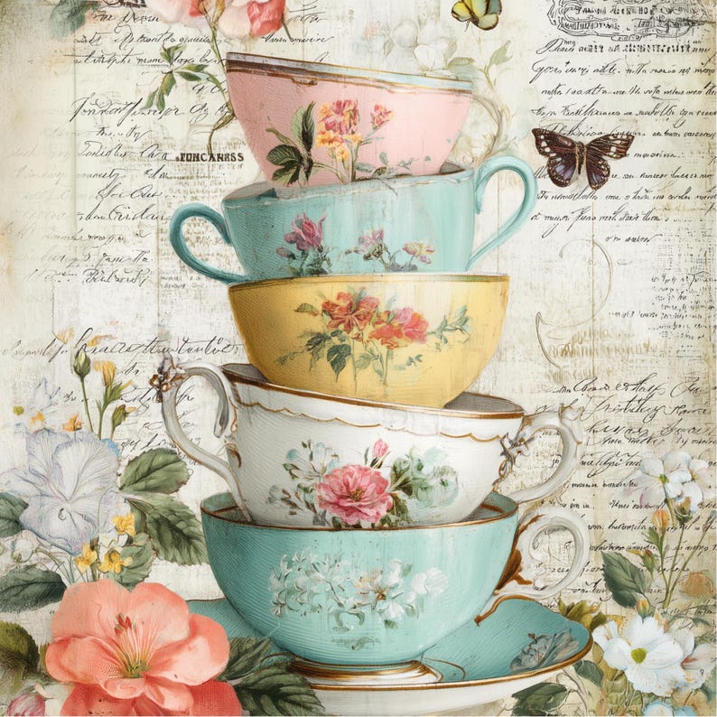 Tea Time Junk Journal Kit – Printable Pages With Teapots, Tea Cups ...