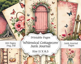 Whimsical Cottagecore Junk Journal Mega Bundle, Storybook Garden Scrapbook Paper, Romantic Floral Ephemera, Fairy Tale Pages, 185 Pages