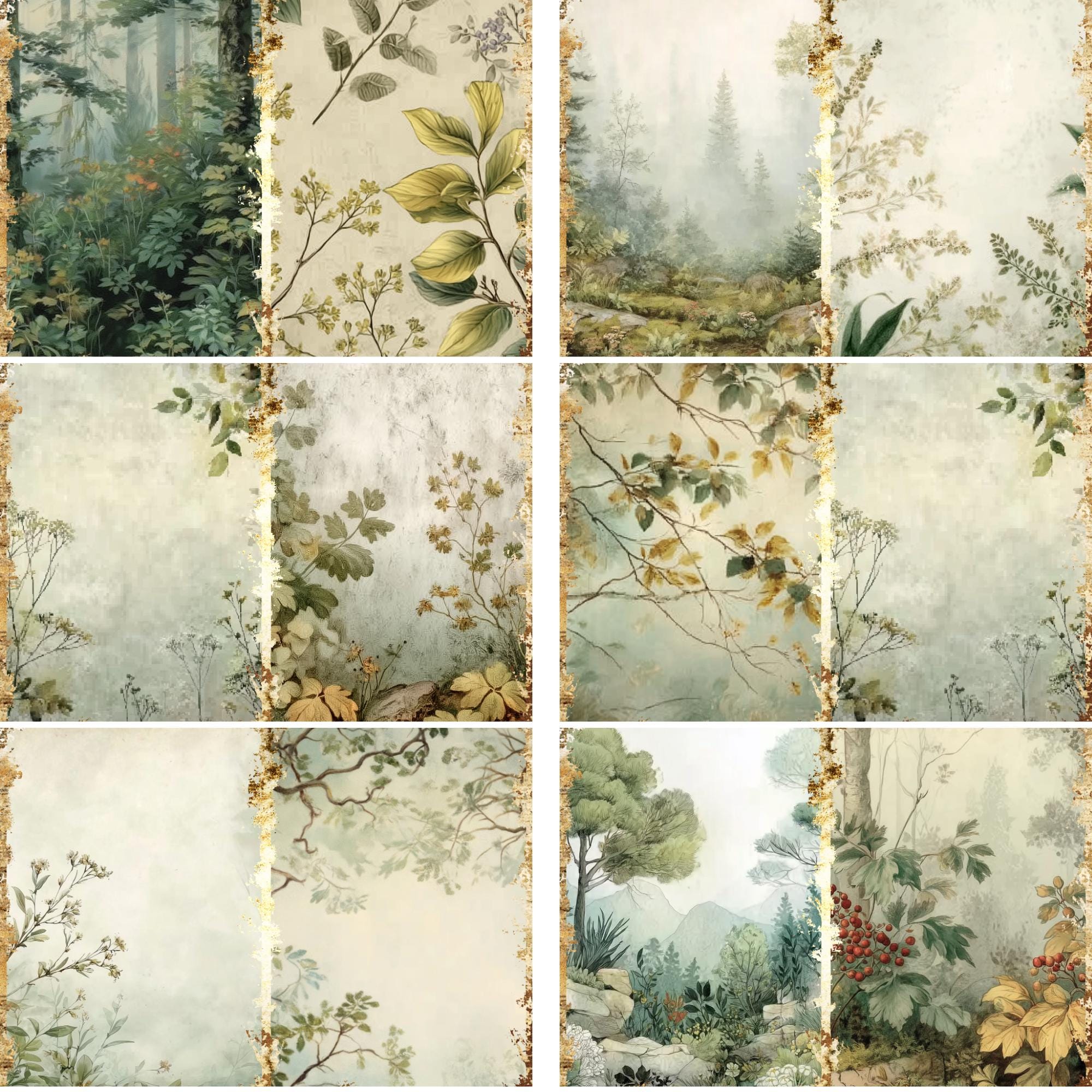 Evergreen Forest Junk Journal Pages Digital | Botanical Watercolor ...