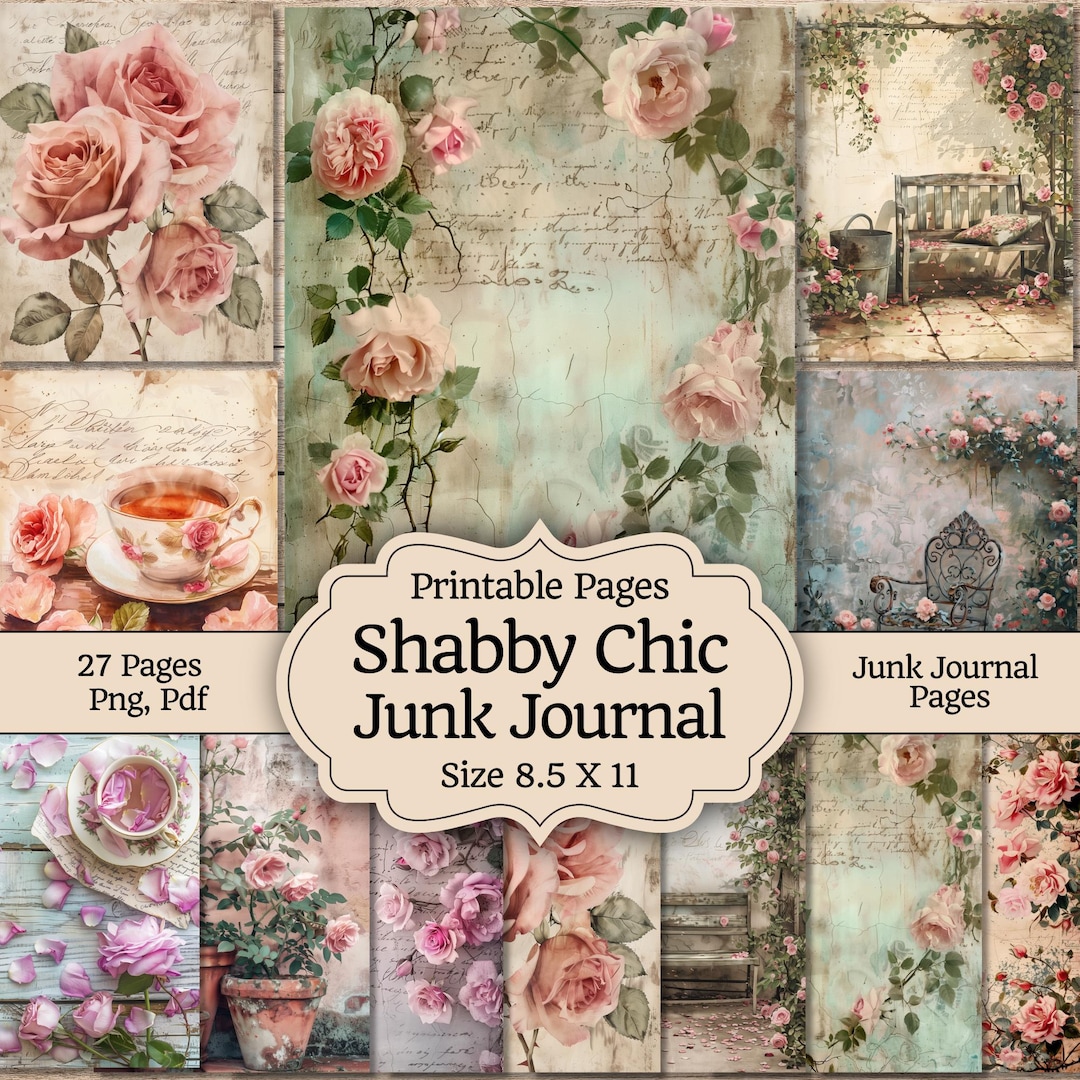 Shabby Chic Garden Junk Journal Pages, Spring Floral Ephemera Kit ...
