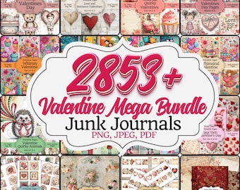 Mega Paquete de Diarios Basura de San Valentín: Más de 2853 páginas imprimibles para diarios basura, efímeras, tarjetas y álbumes de recortes (descarga digital)