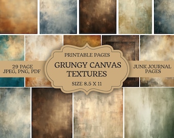 Paquete de texturas de lienzo grunge: papeles digitales desgastados, fondos vintage y elementos efímeros grunge envejecidos para diarios basura.