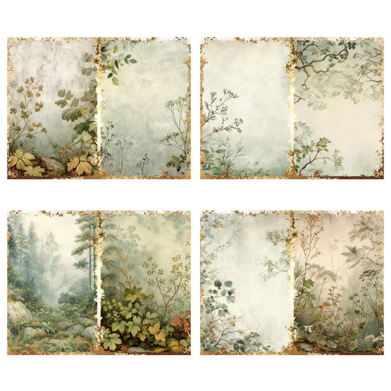 Evergreen Forest Junk Journal Pages Digital | Botanical Watercolor ...