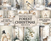 Forest Christmas Junk Journal Kit – Winter Woodland Animals, Rustic Holiday Printable Pages & Vintage Ephemera