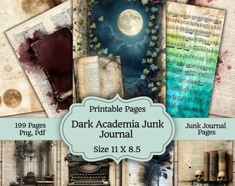 Dark Academia Junk Journal Kit - 140 Printable Gothic Ephemera Pages for Vintage Scrapbooking & Moody Collage Art