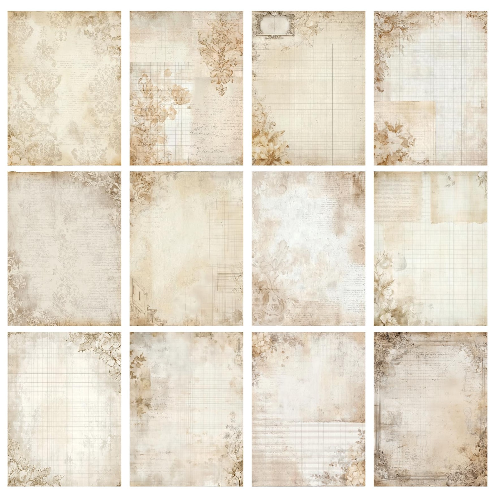Neutral Paper Junk Journal Kit – Printable Vintage Scrapbook Pages ...