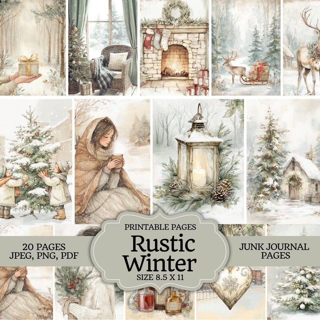 Rustic Winter Junk Journal Kit Digital | Snowy Forest Printable Pages ...