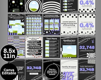 24x modèle 2025 emballé Spotify, modèle 2025 de toile emballée Spotify pour les photographes, récapitulatif de fin d'Instagram TikTok pour les petites entreprises