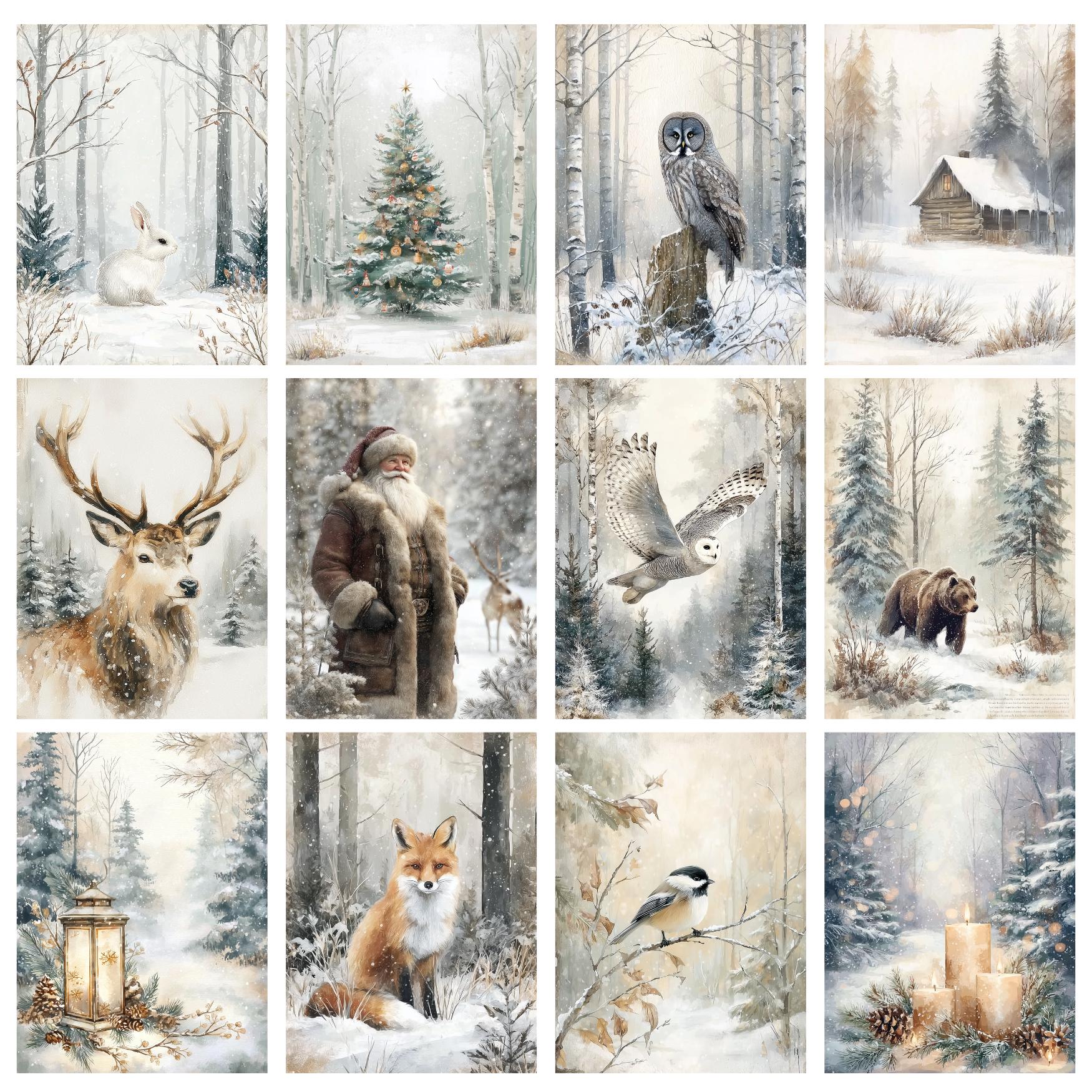 Forest Christmas Junk Journal Kit – Printable Winter Forest Pages ...