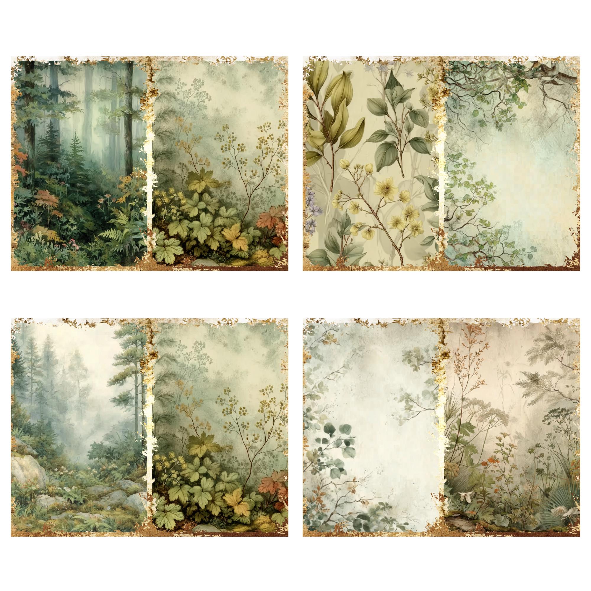 Old Forest Junk Journal Pages Kit Digital | Woodland Printable Ephemera ...