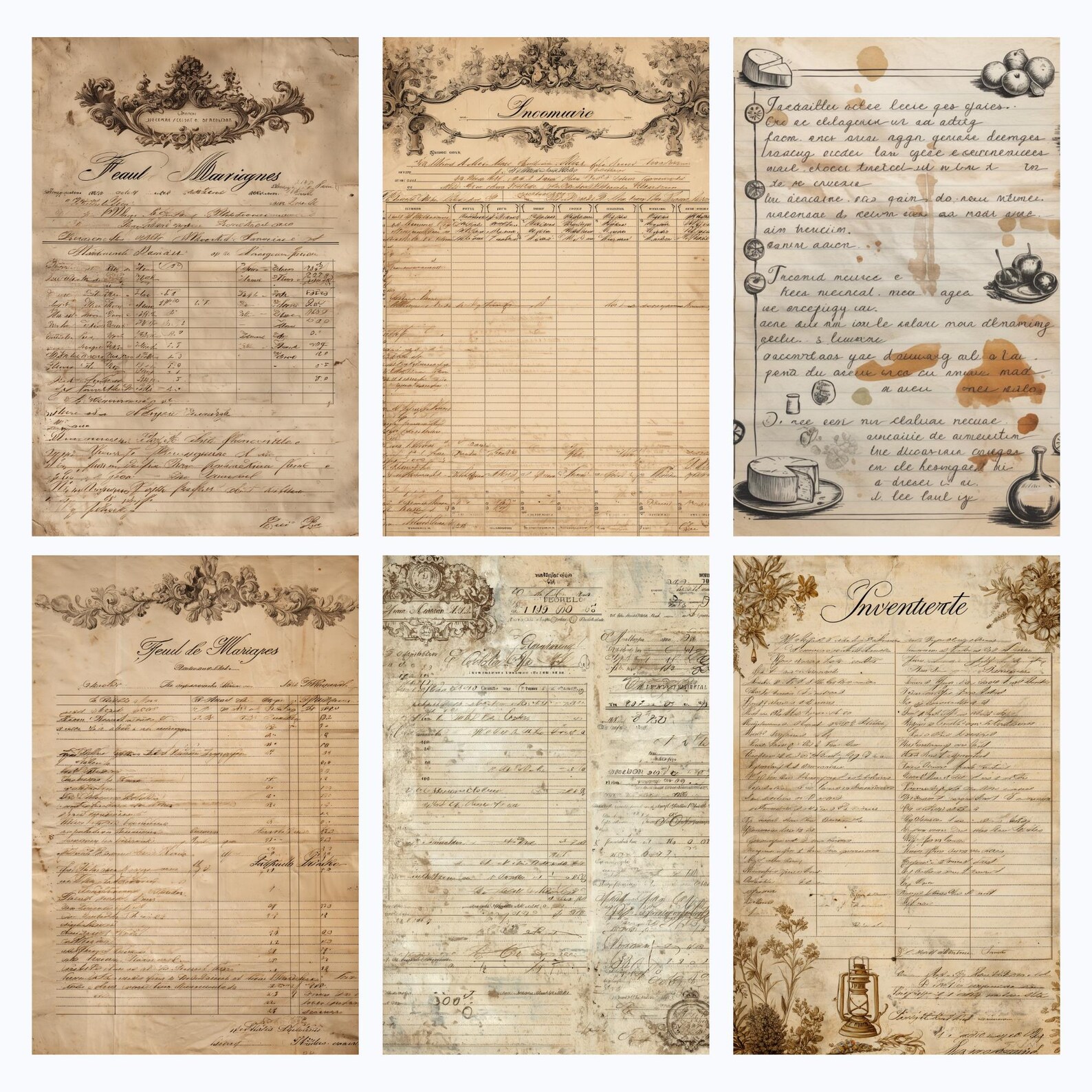 Vintage Junk Journal Ephemera Pack, Printable Antique Paper, Collage ...