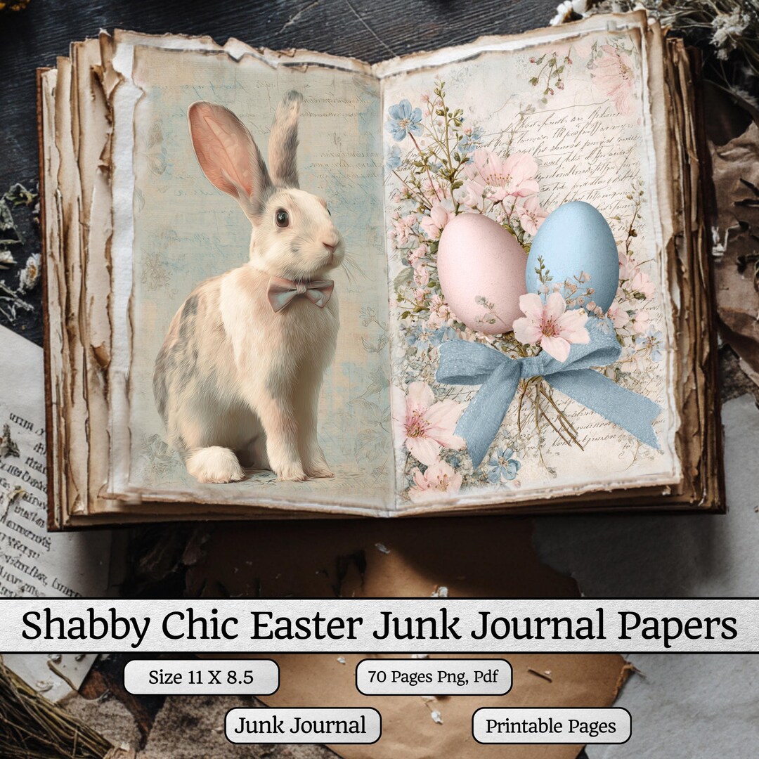 Shabby Chic Easter Junk Journal Kit, Spring Ephemera Printable Pages ...