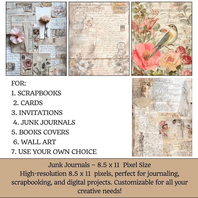 Vintage Ledger Junk Journal Kit – Printable Antique Accounting Sheets ...