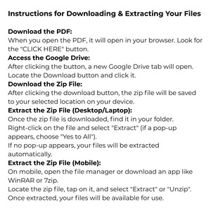 Pu&ograve; includere: Istruzioni per scaricare ed estrarre i tuoi file. Il testo spiega come scaricare file PDF e Zip e come estrarre file Zip su desktop/laptop e dispositivi mobili.
