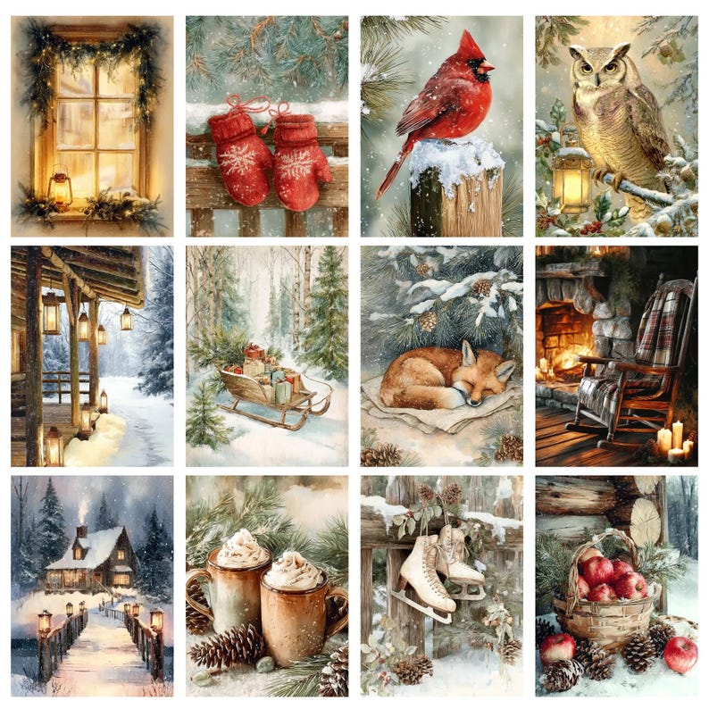 Cozy Winter Junk Journal Kit, Rustic Christmas Printable Pages, Digital ...