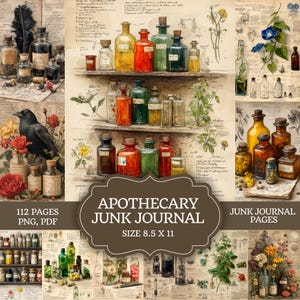 Apothecary Digital Papers Mystic Potion Junk Journal Pages Apothecary Papers Herbal Printable Botanical Pharmacy Collage Sheet Scrapbook