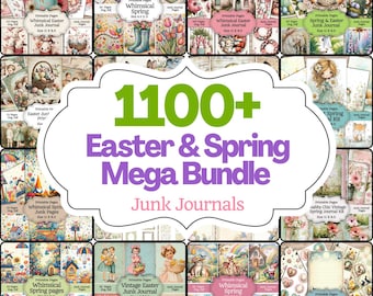 Easter Junk Journal Mega Bundle | Vintage Rustic Retro Whimsical Spring Papers, Printable Ephemera Kit, Scrapbook Collage Pages Download
